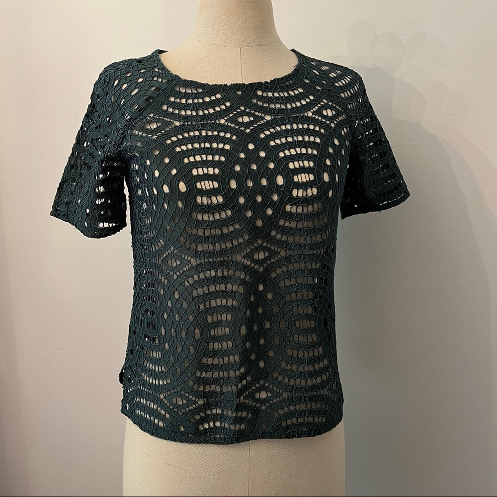 Ann Taylor Lace Top Green XS